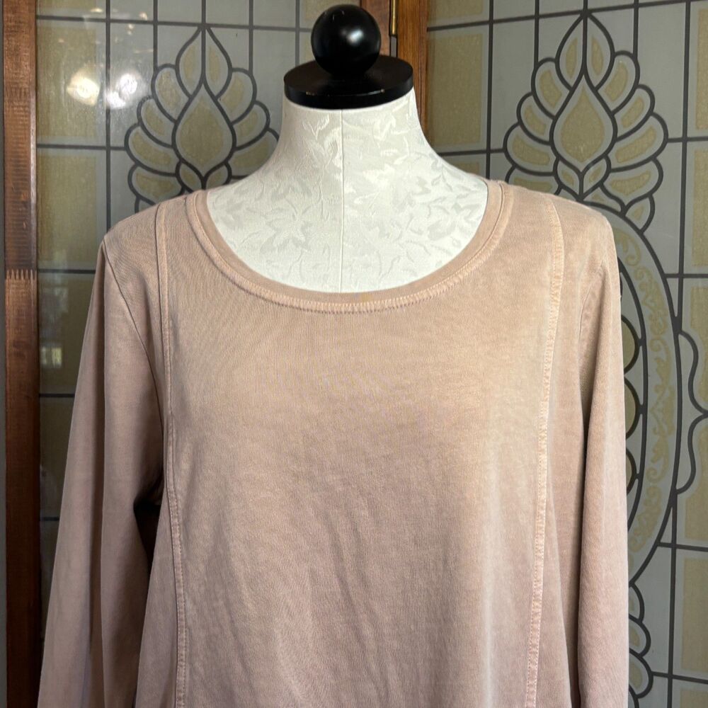 Pure Jill Organic Cotton Long Sleeve Tunic Side Slit Flowy Basic Blouse Size L - Picture 5 of 13
